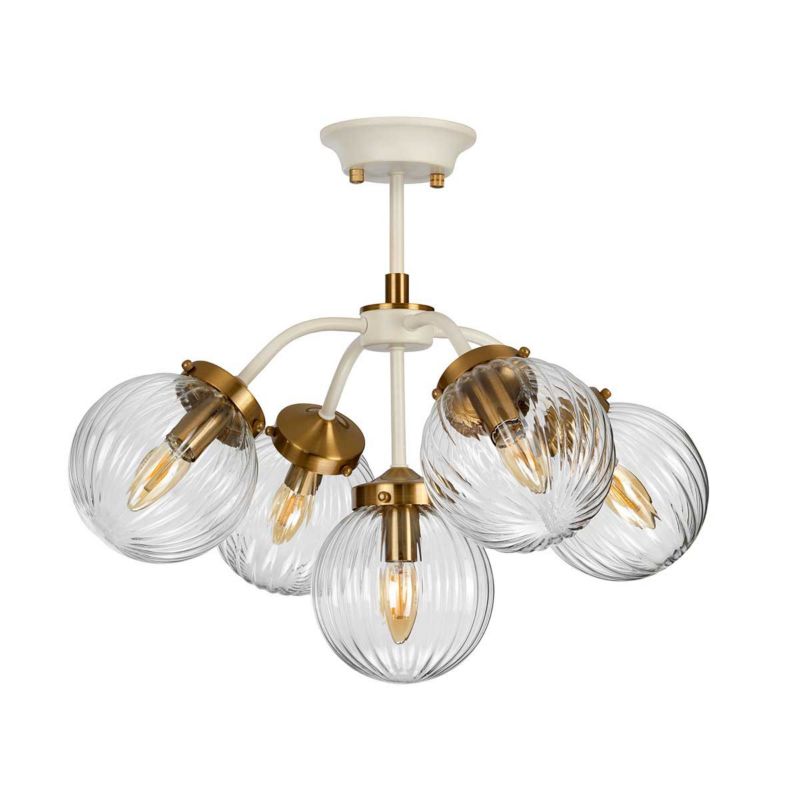 Lampa wisząca Elstead Cosmos kremowo-postarzany mosiądz wym: 146,9 x 56,7 x 56,7 cm 5xE14 x 8W 1 szt.