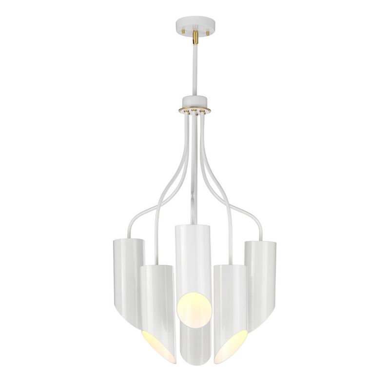 Lampa wisząca Elstead Quinto biała postarzany mosiądz wym: 178,8 x 52 x 52 cm 6xE27 x  1 szt.