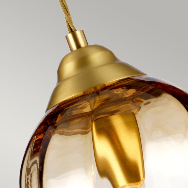 Lampa wisząca Elstead Tiber szczotkowany mosiądz - bursztynowe szkło wym: 219,2 x 17,5 x 17,5 cm 1xE27 x  1 szt.