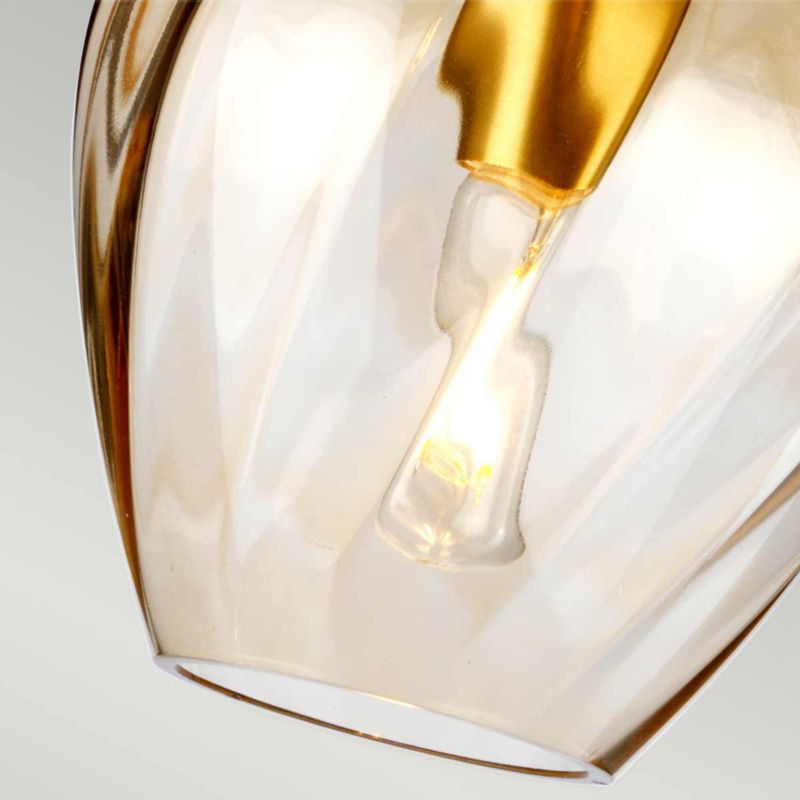 Lampa wisząca Elstead Tiber szczotkowany mosiądz - bursztynowe szkło wym: 219,2 x 17,5 x 17,5 cm 1xE27 x  1 szt.