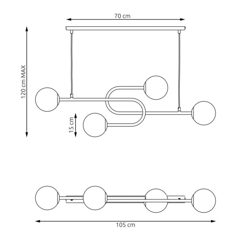 Lampa wisząca Emibig ATRIA czarna 4xE14x15W IP20 wym:120x105x15cm - 1 szt.
