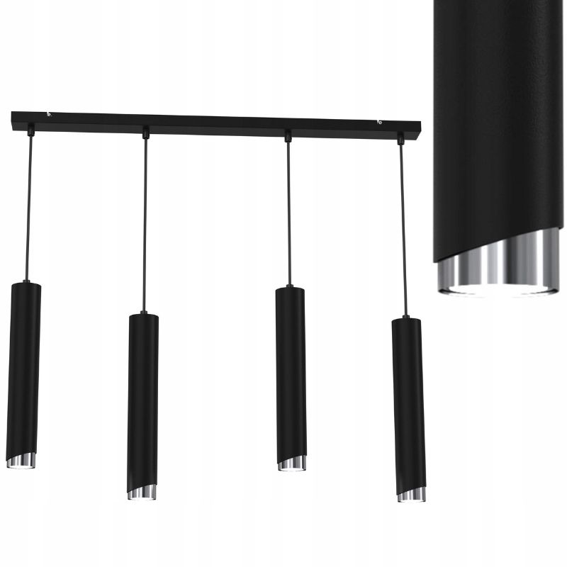 Lampa wisząca Ewilight listwa bevel czarny chrom 4x Gu10 1szt