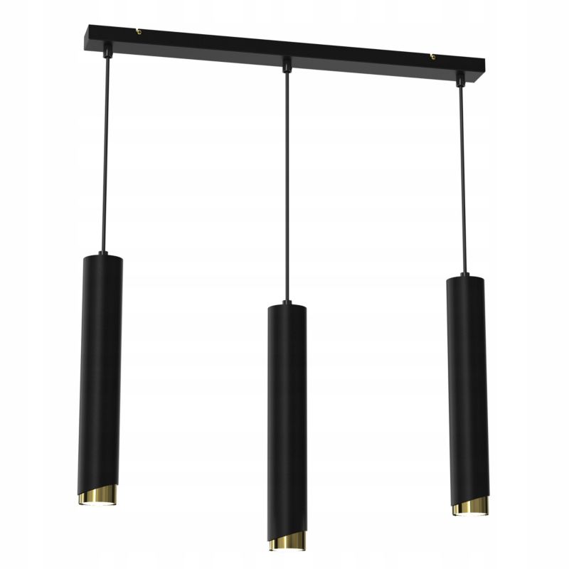 Lampa wisząca Ewilight listwa bevel tuba czarno złoty 3x Gu10 1szt