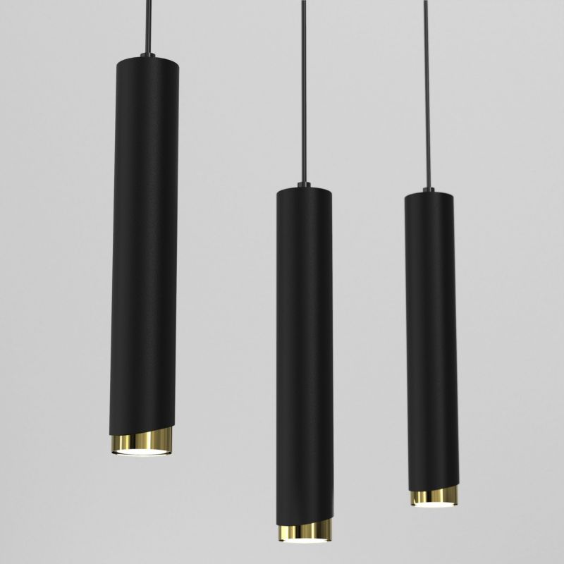 Lampa wisząca Ewilight listwa bevel tuba czarno złoty 3x Gu10 1szt