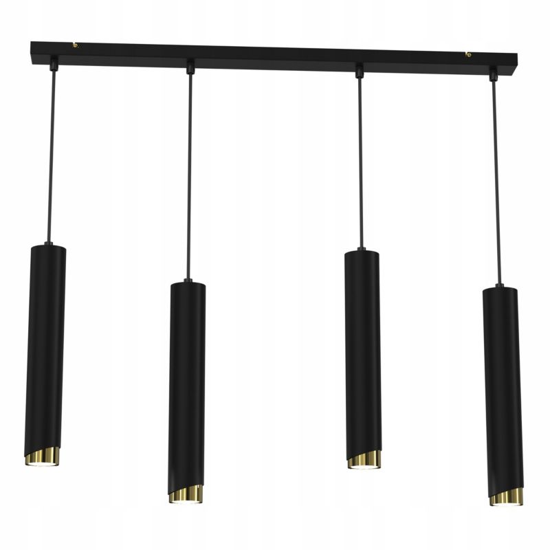 Lampa wisząca Ewilight listwa bevel tuba czarno złoty 4x Gu10 1szt