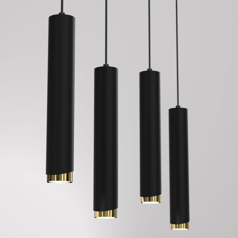 Lampa wisząca Ewilight listwa bevel tuba czarno złoty 4x Gu10 1szt