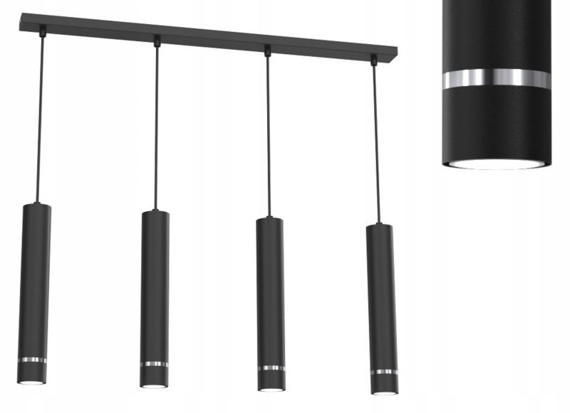 Lampa wisząca Ewilight listwa jokeys czarny chrom 4XGU10 1szt