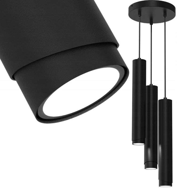 Lampa wisząca Ewilight na kole bevel 3x Gu10 czarny 1szt