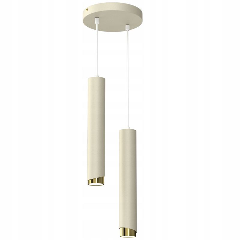 Lampa wisząca Ewilight na kole bevel beż złoty 2xGU10 1 szt.