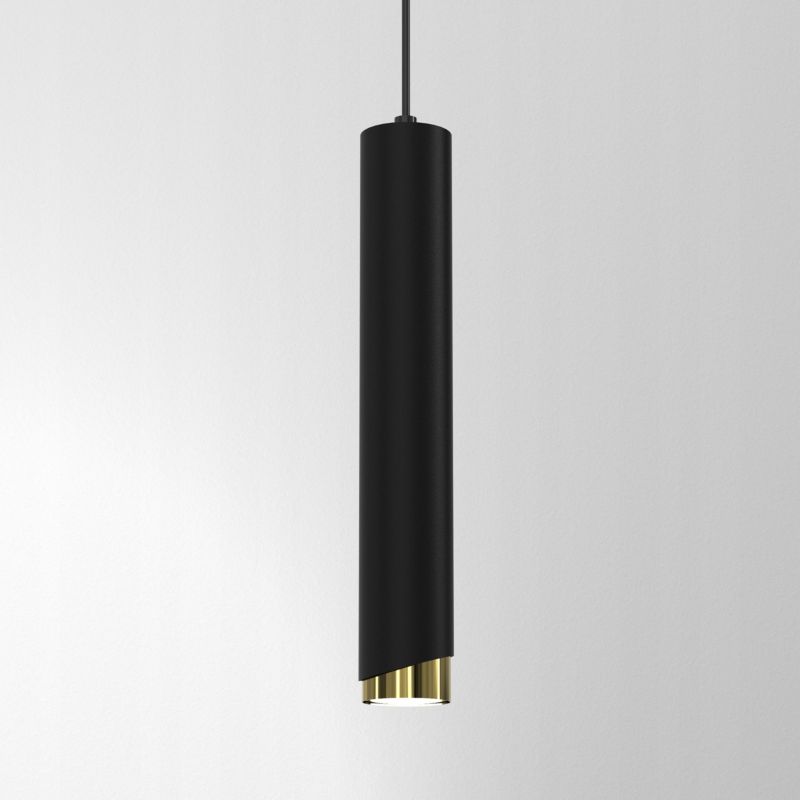 Lampa wisząca Ewilight na kole bevel tuba czarno złoty 1x Gu10 1szt