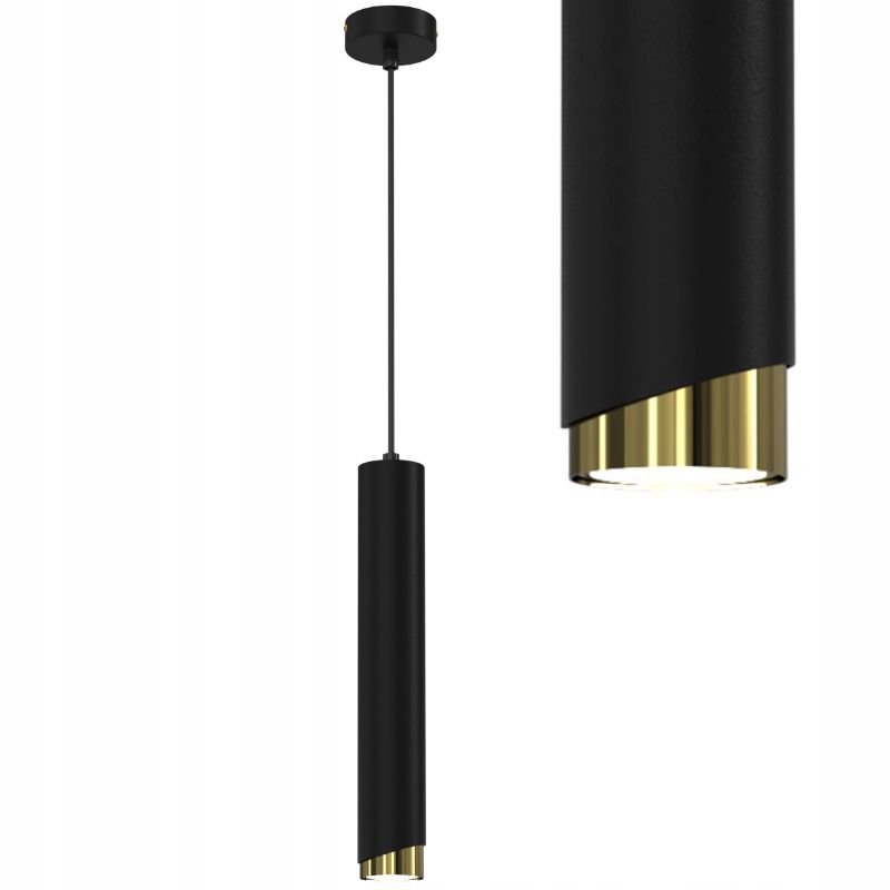 Lampa wisząca Ewilight na kole bevel tuba czarno złoty 1x Gu10 1szt