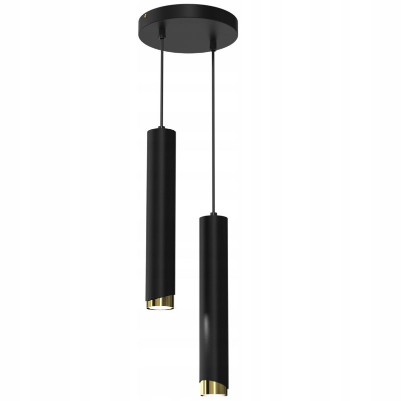 Lampa wisząca Ewilight na kole bevel tuba czarno złoty 2x Gu10 1szt