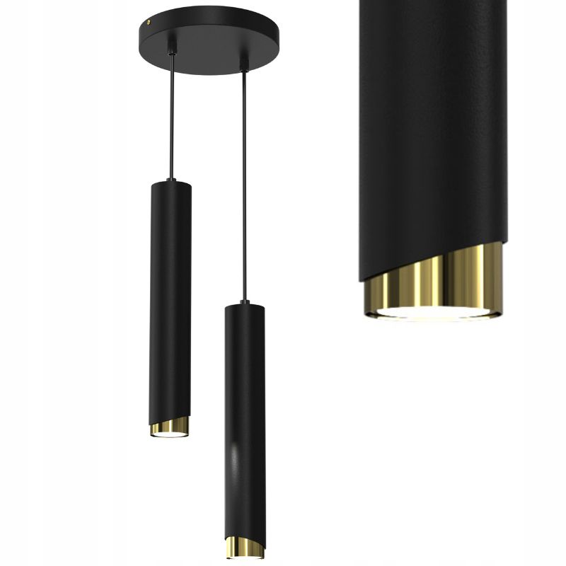 Lampa wisząca Ewilight na kole bevel tuba czarno złoty 2x Gu10 1szt