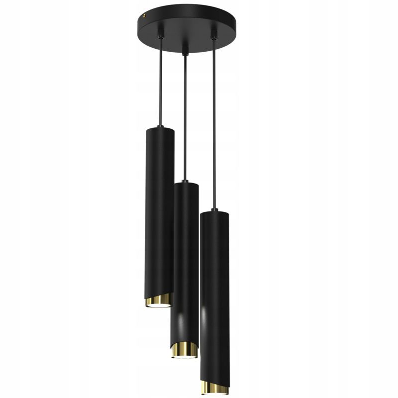 Lampa wisząca Ewilight na kole bevel tuba czarno złoty 3x Gu10 1szt