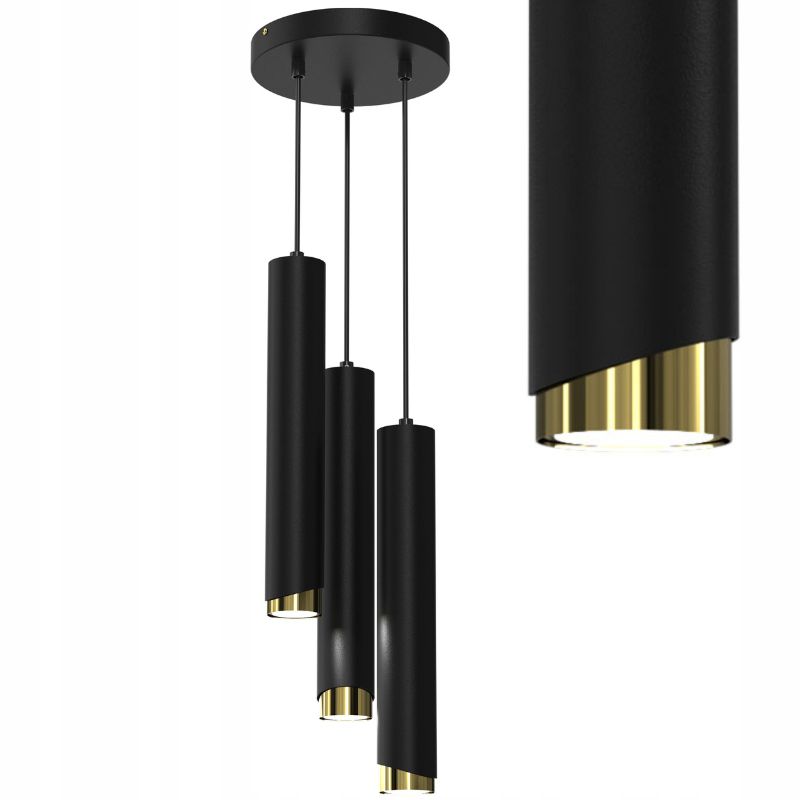 Lampa wisząca Ewilight na kole bevel tuba czarno złoty 3x Gu10 1szt