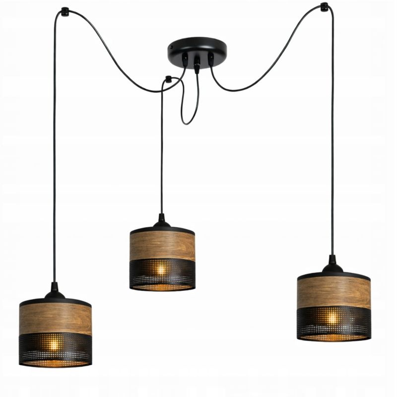 Lampa wisząca Ewilight spider  czarny drewno 3x E27 1szt