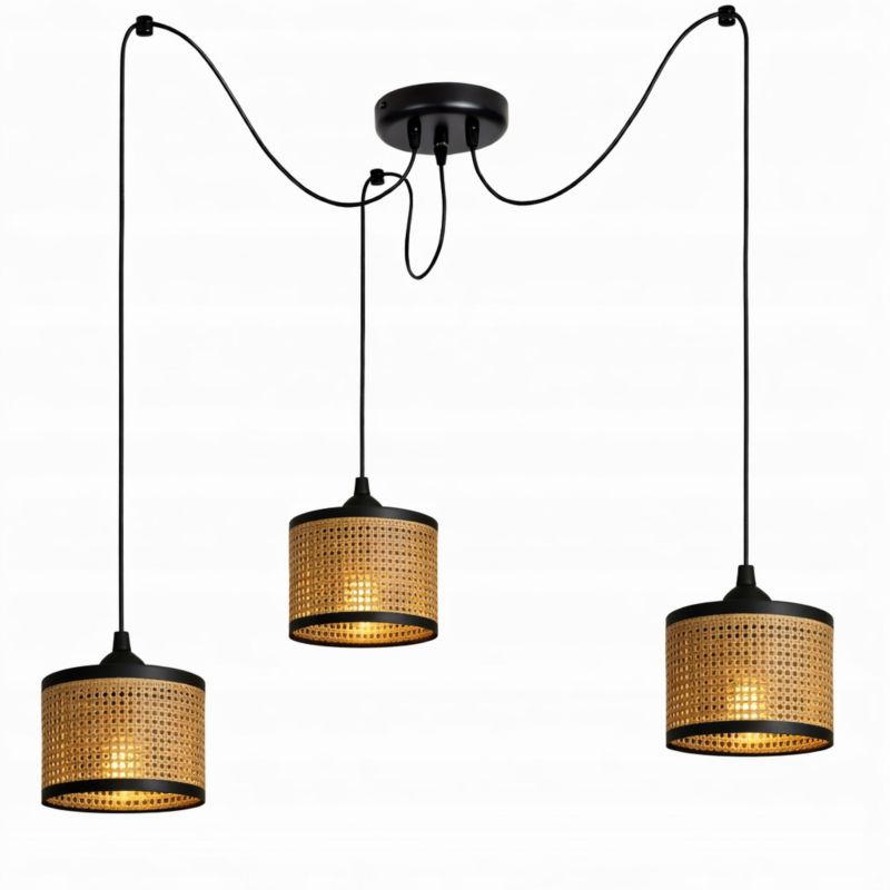 Lampa wisząca Ewilight spider drewno 3x E27 1szt