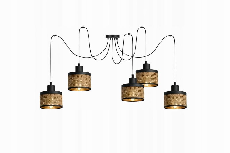 Lampa wisząca Ewilight spider drewno 5x E27 1szt