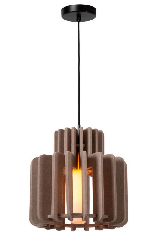 Lampa wisząca filcowy klosz 40 cm Lucide ROLLO szaro-dymiona 1xE27x40W IP20 wym:150x40x40cm - 1 szt.
