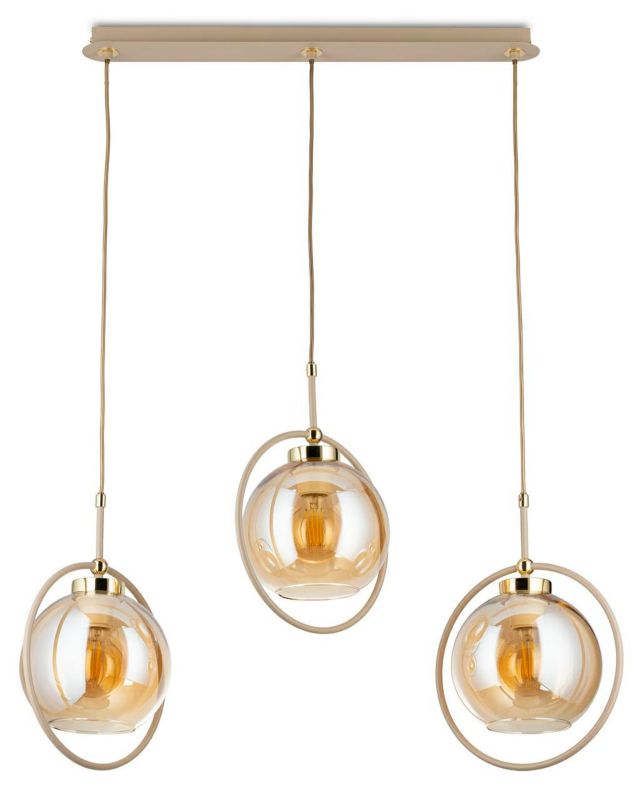 Lampa wisząca Galaxy HowHomely beżowa szkło 3xE27 1 szt.