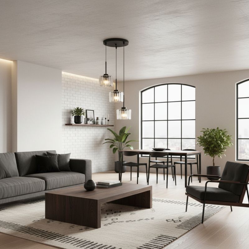 Lampa wisząca glamour EDYLIT kaskada 3xE27 kryształowe klosze czarna nowoczesna OMENA 14-952 1 szt.