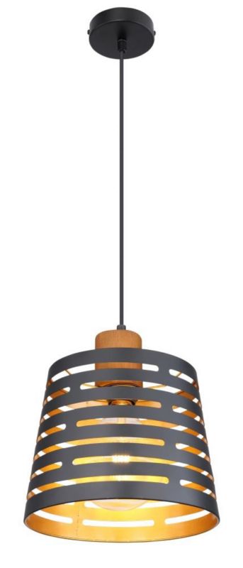 Lampa wisząca Globo ABLONA 15451H czarny mat + drewno, styl nowoczesny, oprawa E27 60W 120 cm 1 szt.
