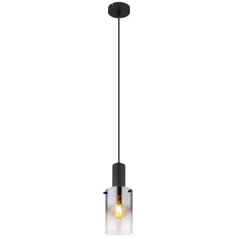 Lampa wisząca Globo FLORENTINA 15907H czarna matowa, dymione szkło, E27, industrialna, regulowana wysokość IP20 1 szt.