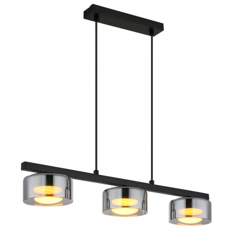 Lampa wisząca Globo HIGGINS 16055-3HS czarna mat, 3x GX53 LED, regulacja wysokości, nowoczesna do salonu i kuchni 1 szt.