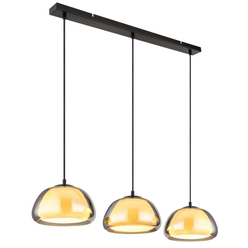 Lampa wisząca Globo JELLA 15743-3H 3xE14 czarna mat przydymione szkło regulacja wysokości IP20 1 szt.