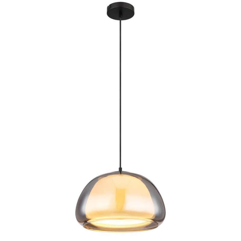 Lampa wisząca Globo JELLA 15743H1 czarna mat E27 1x60W regulowana wysokość klosz 40 cm IP20 1 szt.