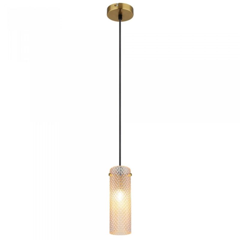 Lampa wisząca Globo KAROLO 15775H złoto-bursztynowa, metal + szkło, E14, regulacja wysokości do 120 cm, IP20 1 szt.
