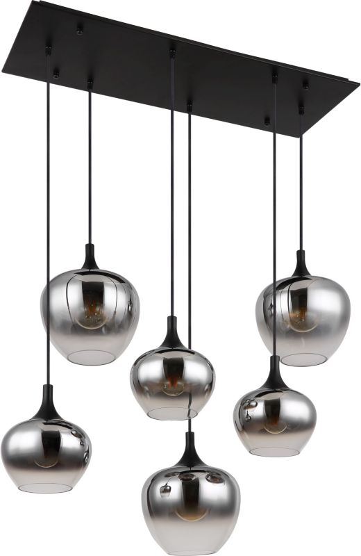 Lampa wisząca Globo Lighting Maxy 6x40W czarny mat/dymione szkło 120 cm E27 1 szt.