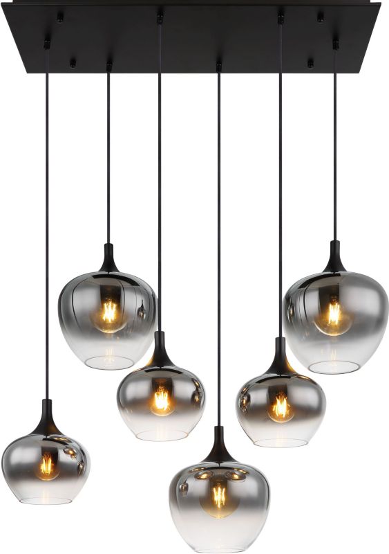Lampa wisząca Globo Lighting Maxy 6x40W czarny mat/dymione szkło 120 cm E27 1 szt.