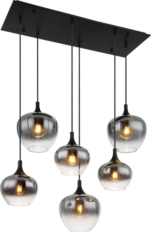 Lampa wisząca Globo Lighting Maxy 6x40W czarny mat/dymione szkło 120 cm E27 1 szt.