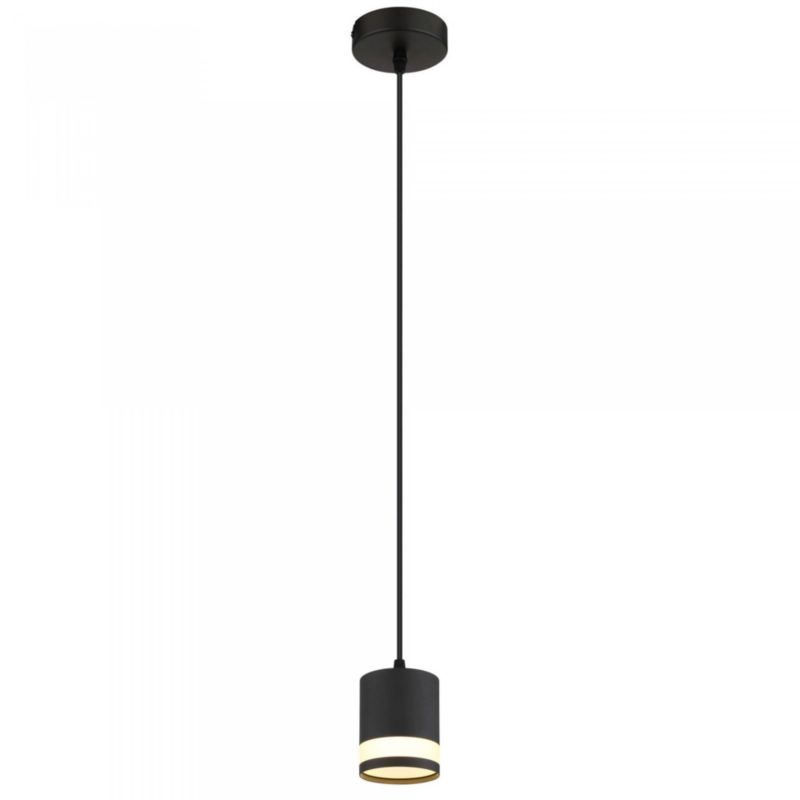 Lampa wisząca Globo LUCERO 57852H czarna mat LED 3000K, regulacja wysokości, opalowy klosz 1 szt.