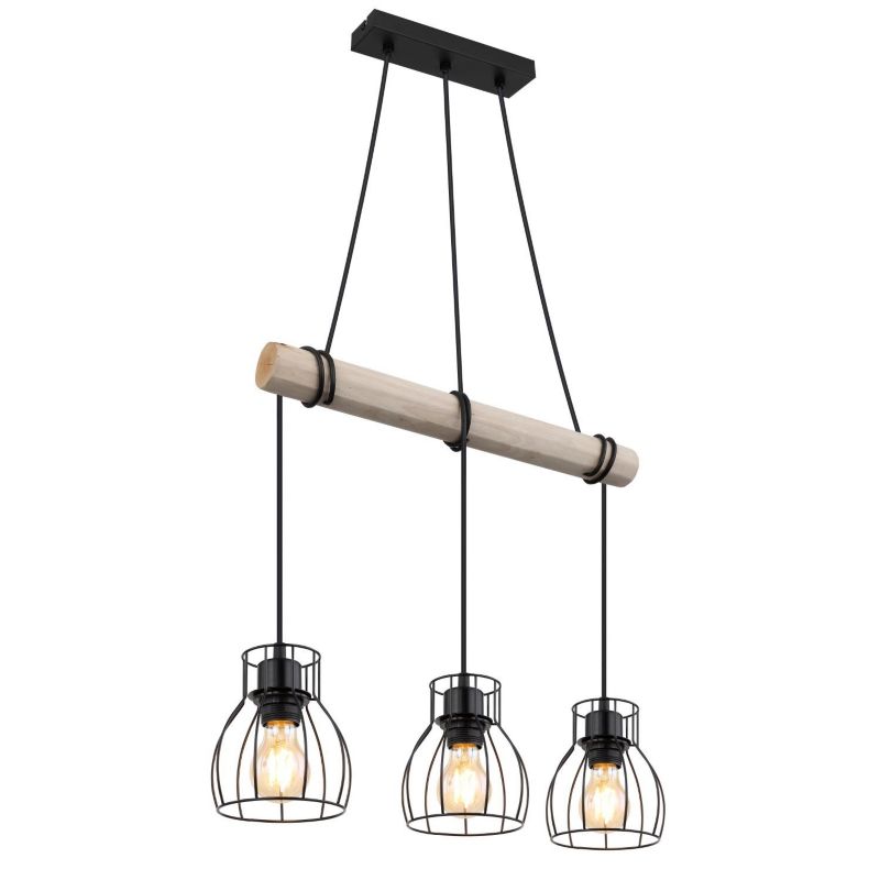 Lampa wisząca Globo MINA 15326-3H czarna mat 3xE27 metal nowoczesna regulacja wysokości do salonu i jadalni 1 szt.