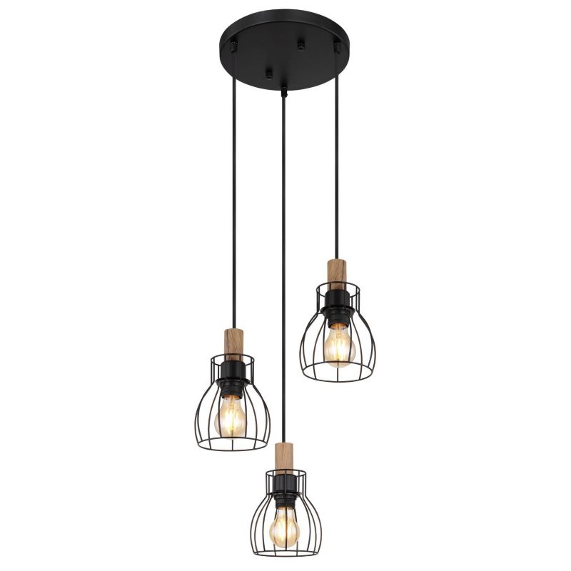 Lampa wisząca Globo MINA 15326-3H1 czarna mat 3xE27 regulowana wysokość nowoczesna do salonu i jadalni 1 szt.