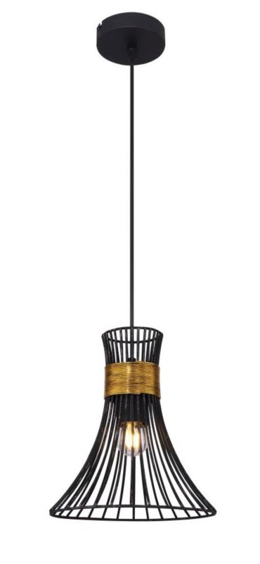 Lampa wisząca Globo PURRA 54814H czarno-złota, metal, E27, regulowana wysokość 120 cm 1 szt.