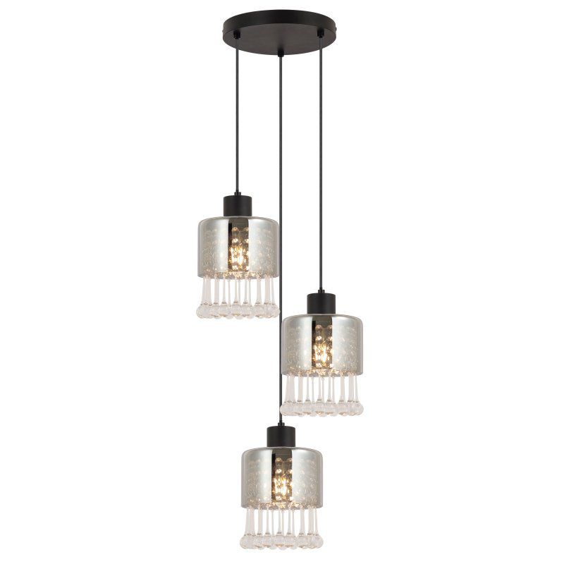Lampa wisząca HENDRY 15884-3H czarna mat Globo Lighting 3xE27 regulowana wysokość z przydymionym szkłem 1 szt.