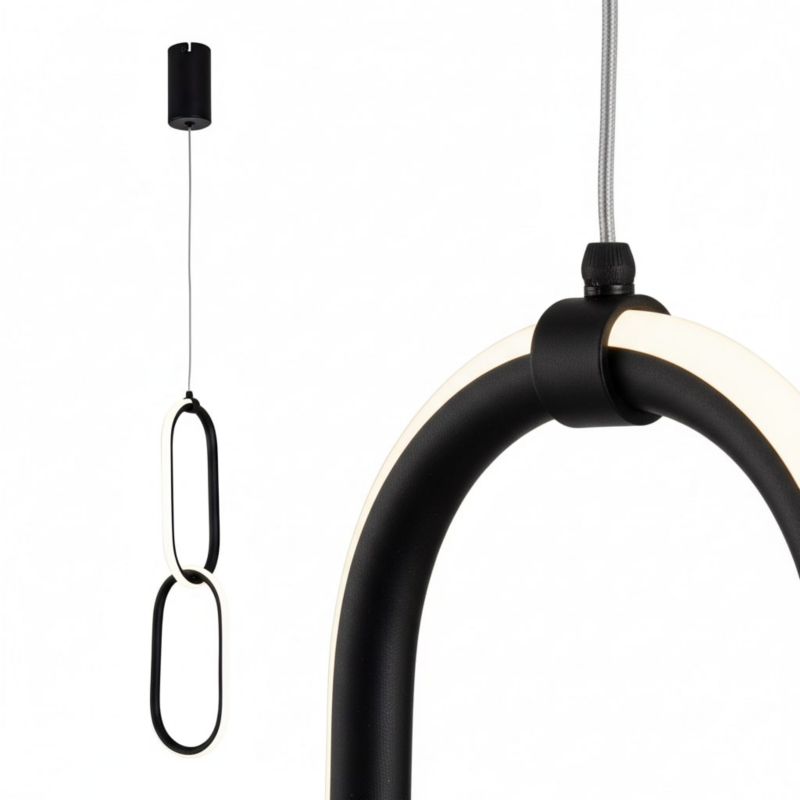 Lampa wisząca HOROZ LED,lampa sufitowa 12W, 700lm, 4000K, IP20, czarna, SANTANA 1szt.