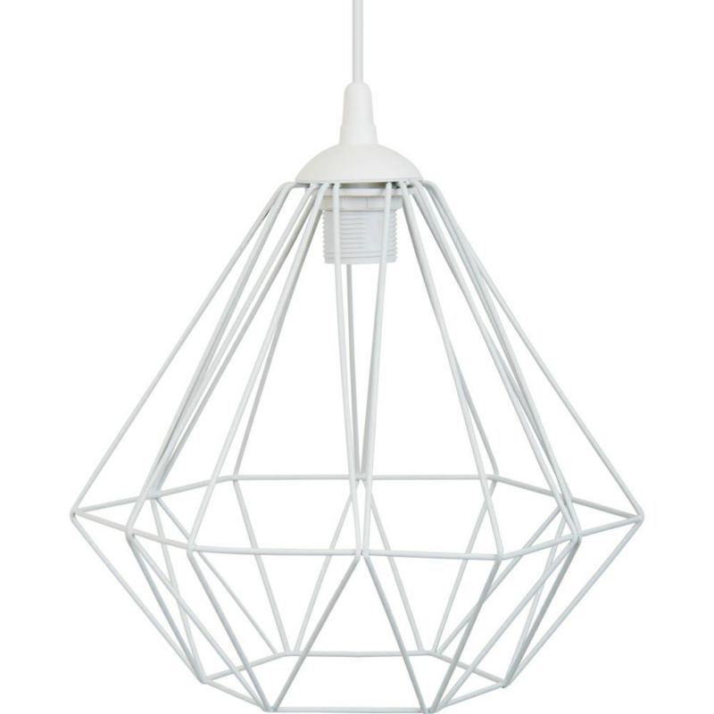 Lampa wisząca HowHomely Diamond metalowa biała 25x30x30 cm 1 szt.