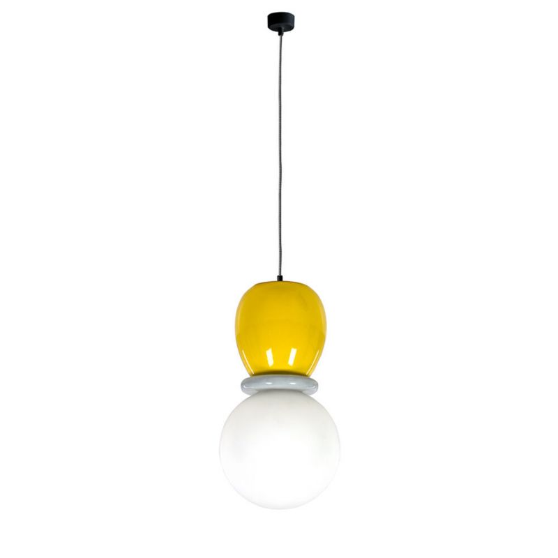 Lampa wisząca ILUMI Dawia szary E14 1 źródło światła błyszczący kolor żółty szary wys. 180 cm 1 szt.