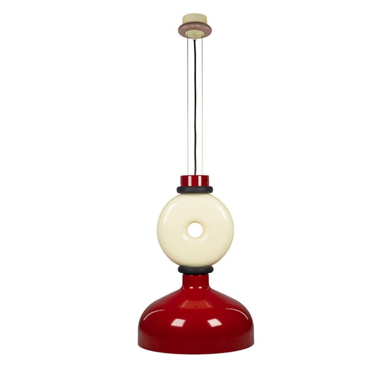Lampa wisząca ILUMI Kunido czerwony E27 1 źródło światła kolor czerwony kremowy wys. 160 cm 1 szt.