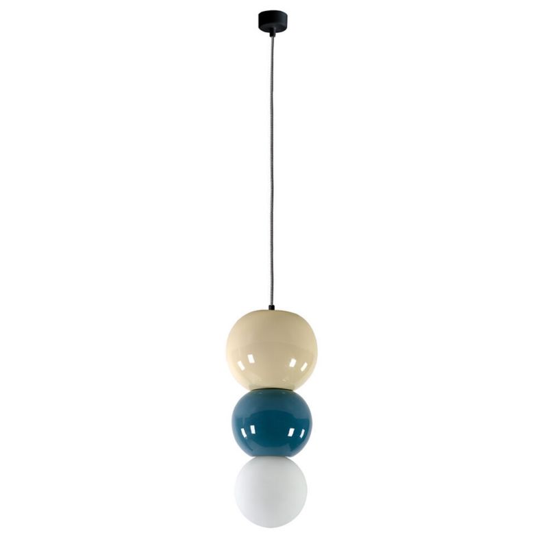 Lampa wisząca ILUMI Morgo biały E14 1 źródło światła wariant 3 kolor kremowy niebieski biały wys. 186 cm 1 szt.