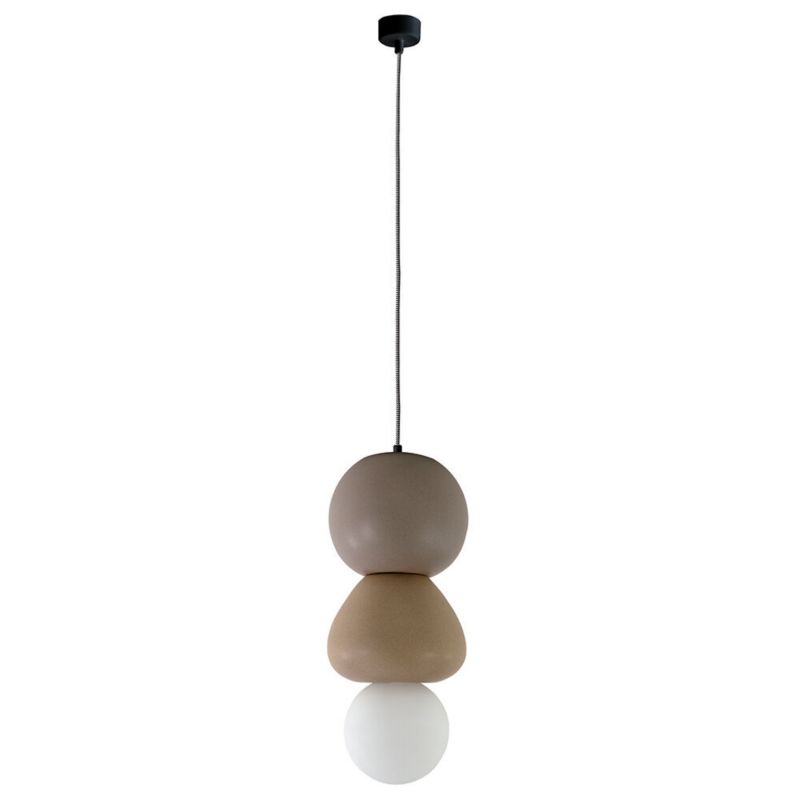 Lampa wisząca ILUMI Morgo biały E14 1 źródło światła wariant - lampa wisząca z 2 beżowymi ceramicznymi elementami i klos 1szt