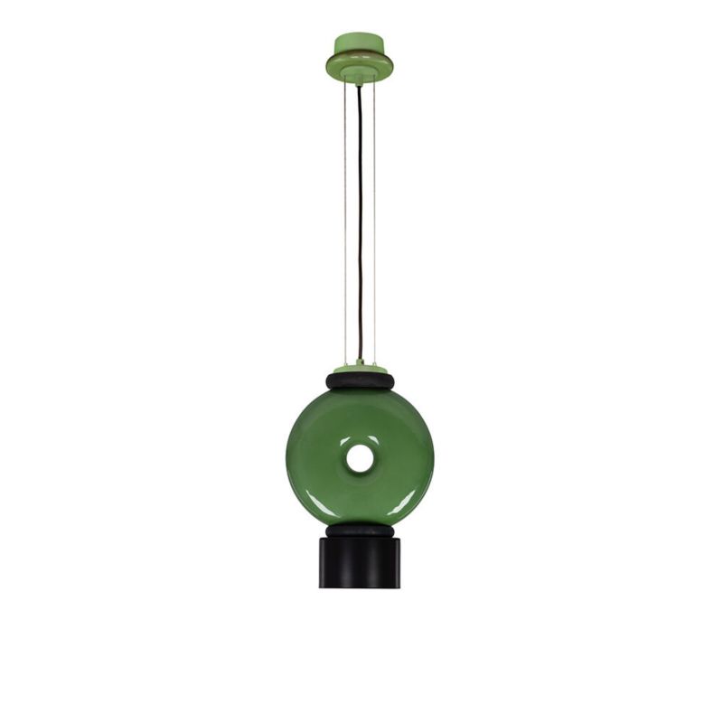 Lampa wisząca ILUMI Tonat zielony GX53 1 źródło światła wariant 1 okrąg czarny klosz wys. 160 cm 1 szt.