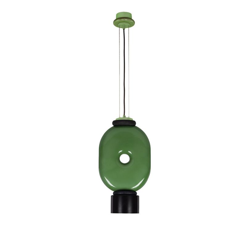 Lampa wisząca ILUMI Tonat zielony GX53 1 źródło światła wariant 1 owal czarny klosz wys. 160 cm 1 szt.