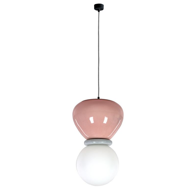 Lampa wisząca ILUMI Wadia szary E14 1 źródło światła błyszczący kolor różowy szary wys. 182 cm 1 szt.