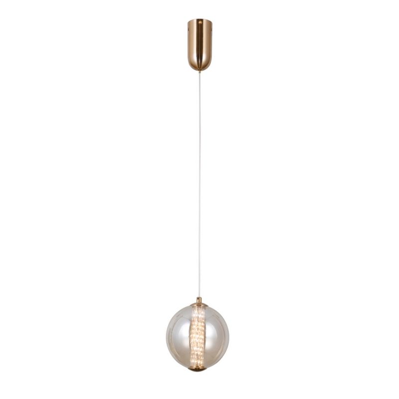 Lampa wisząca Italux Butero 6319 złoto-bursztynowy dekoracyjna wbudowany LED 6W 1 szt.