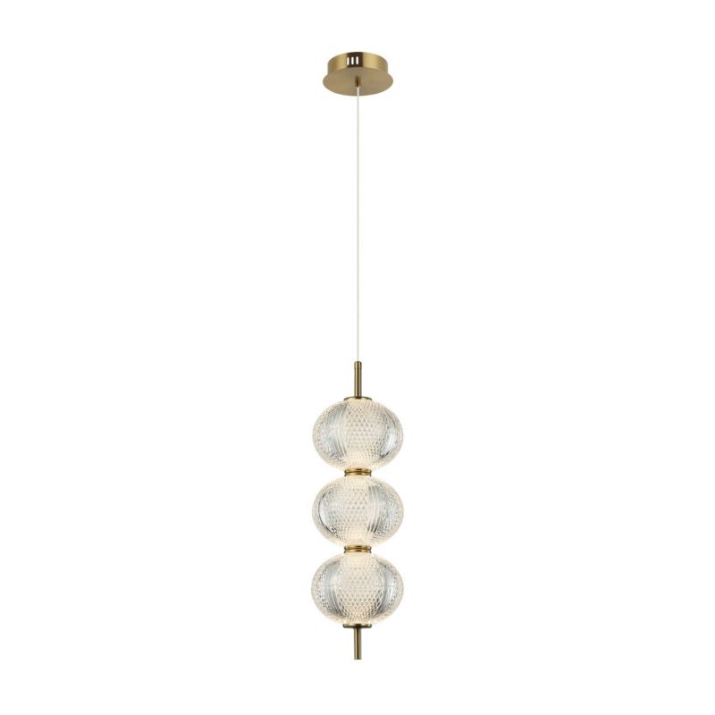Lampa wisząca Italux Lazie 1759 mosiężno-przezroczysty dekoracyjna wbudowany LED 13W 1 szt.